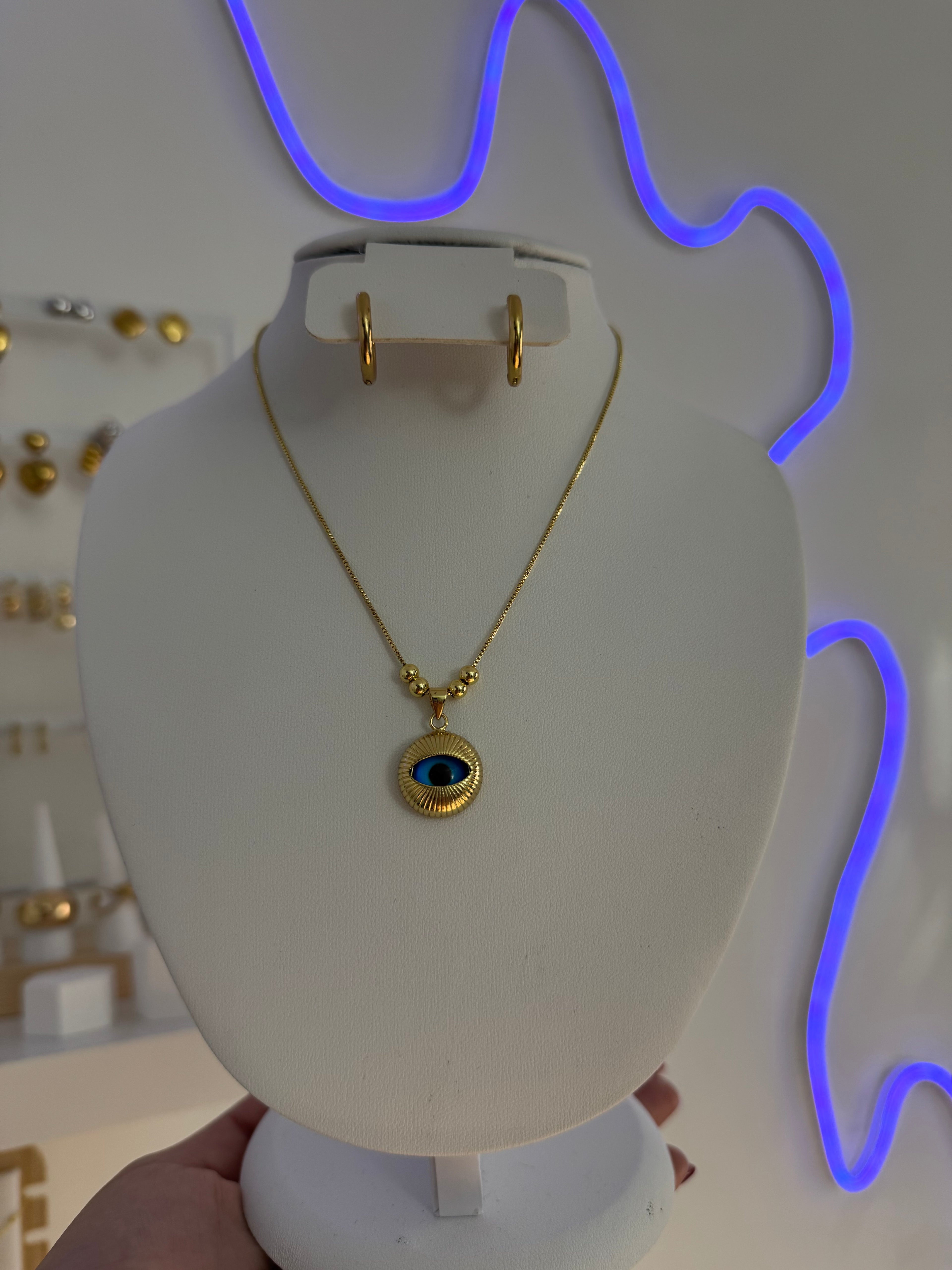 Cadena ojo turco dorado